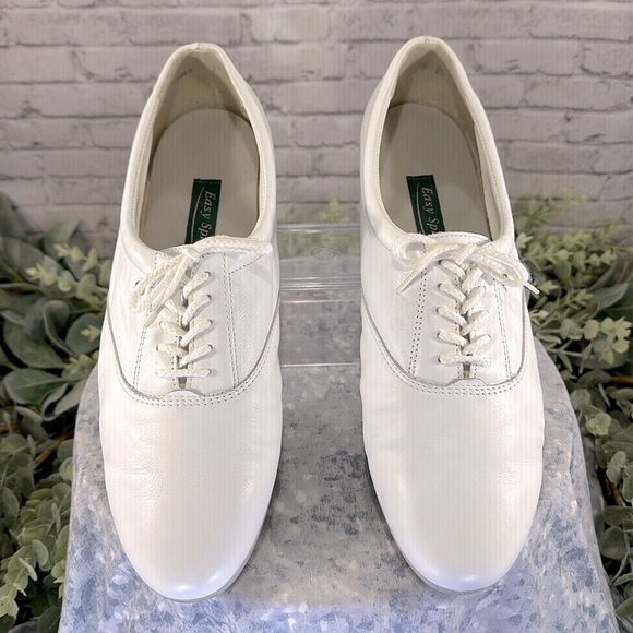 Easy Spirit “Motion” White Leather Round Toe Flex-Comfort Oxfords WMS 12M🤍GUC - Picture 3 of 12